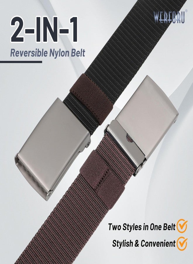 WERFORU Men Tactical Belt Nylon Belt for Men Golf Belt Reversible Belt with Flip-Top Metal Buckle Hiking Rigger Military Work-2-in-1 Belt (26"-32" Waist Adjustable,Black/Coffee) - Image 3