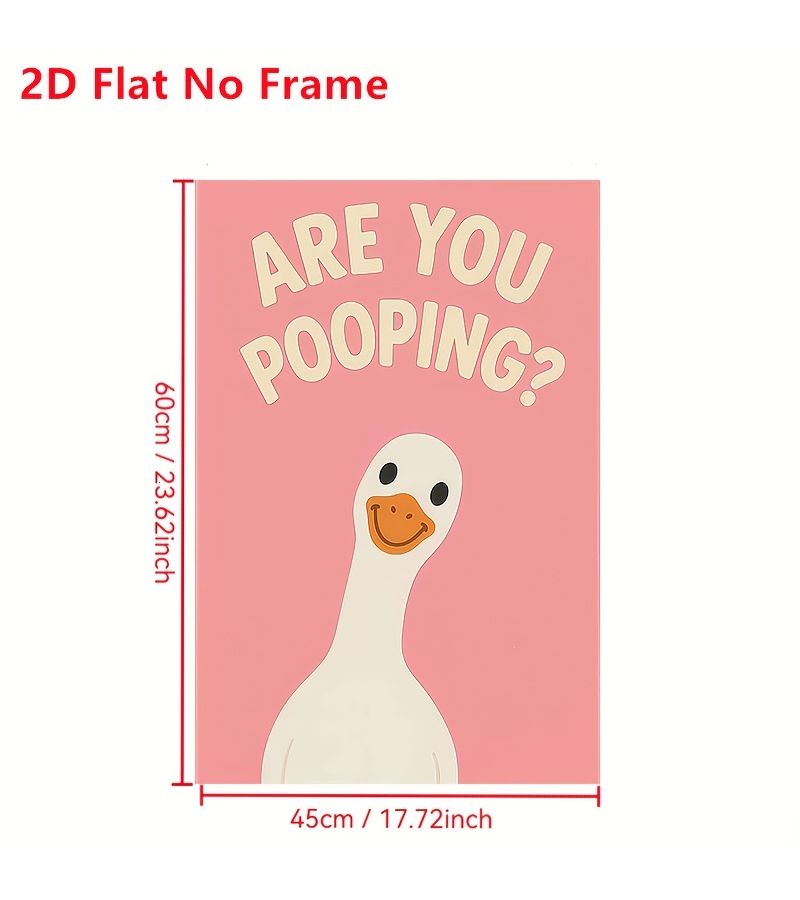 Frameless 24x36in Canvas Poster Funny Goose Diarrhea Quote Pink Wall Art For Home Office Bathroom - Image 4