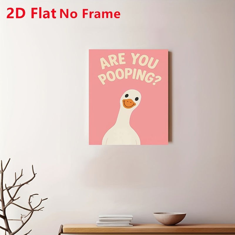 Frameless 24x36in Canvas Poster Funny Goose Diarrhea Quote Pink Wall Art For Home Office Bathroom - Image 5