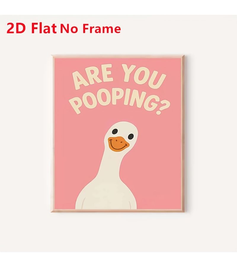 Frameless 24x36in Canvas Poster Funny Goose Diarrhea Quote Pink Wall Art For Home Office Bathroom - Image 3