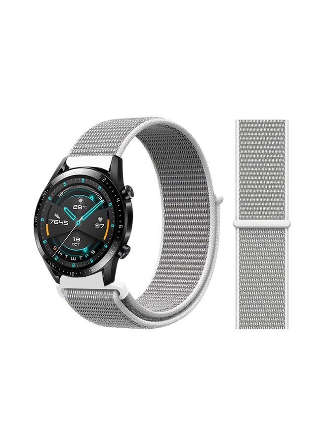 اليشمك سوار بديل أنيق من النايلون لساعة هواوي GT/ ‏GT2 مقاس 46 مم فضي صدفي