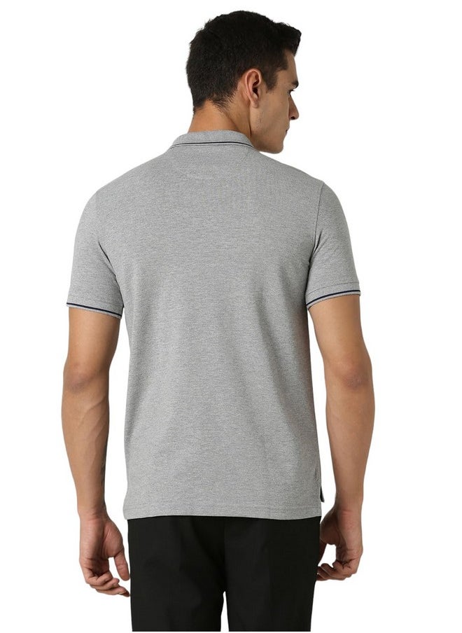 Van Heusen Van Heusen Men's Regular Fit Polo T-Shirt (VSKP517S011407_Grey Mélange 2XL)  - Image 5