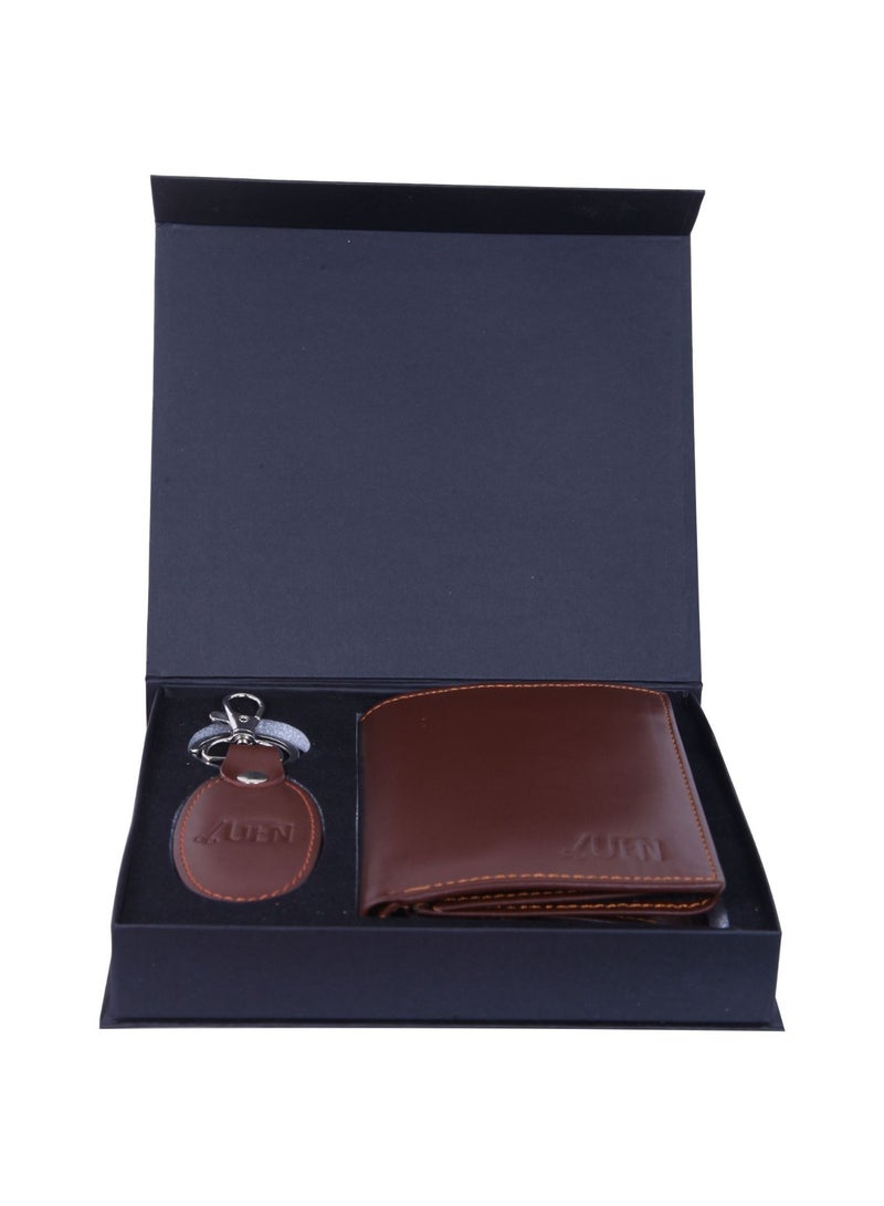UEN Gift Hamper for Men – Genuine Leather Wallet with Keychain | RFID Protected | Classic Bifold Purse | Stylish Gift Set for Him | Premium Quality Leather Wallet Combo  - Image 1