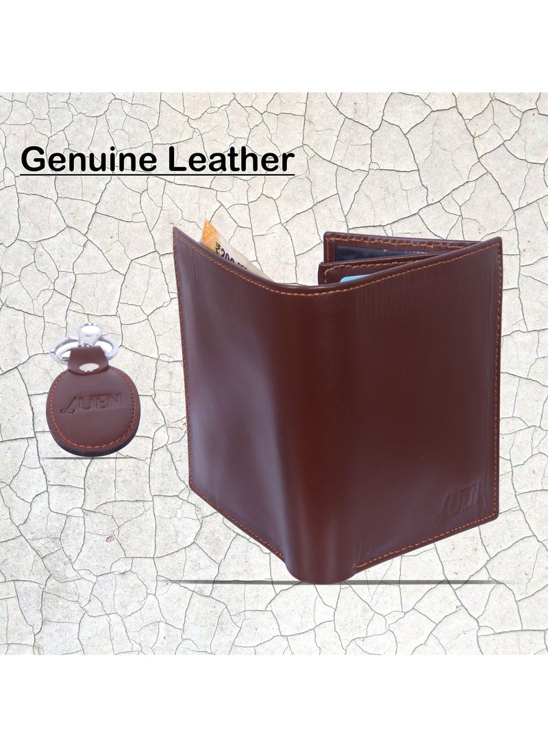 UEN Gift Hamper for Men – Genuine Leather Wallet with Keychain | RFID Protected | Classic Bifold Purse | Stylish Gift Set for Him | Premium Quality Leather Wallet Combo  - Image 4