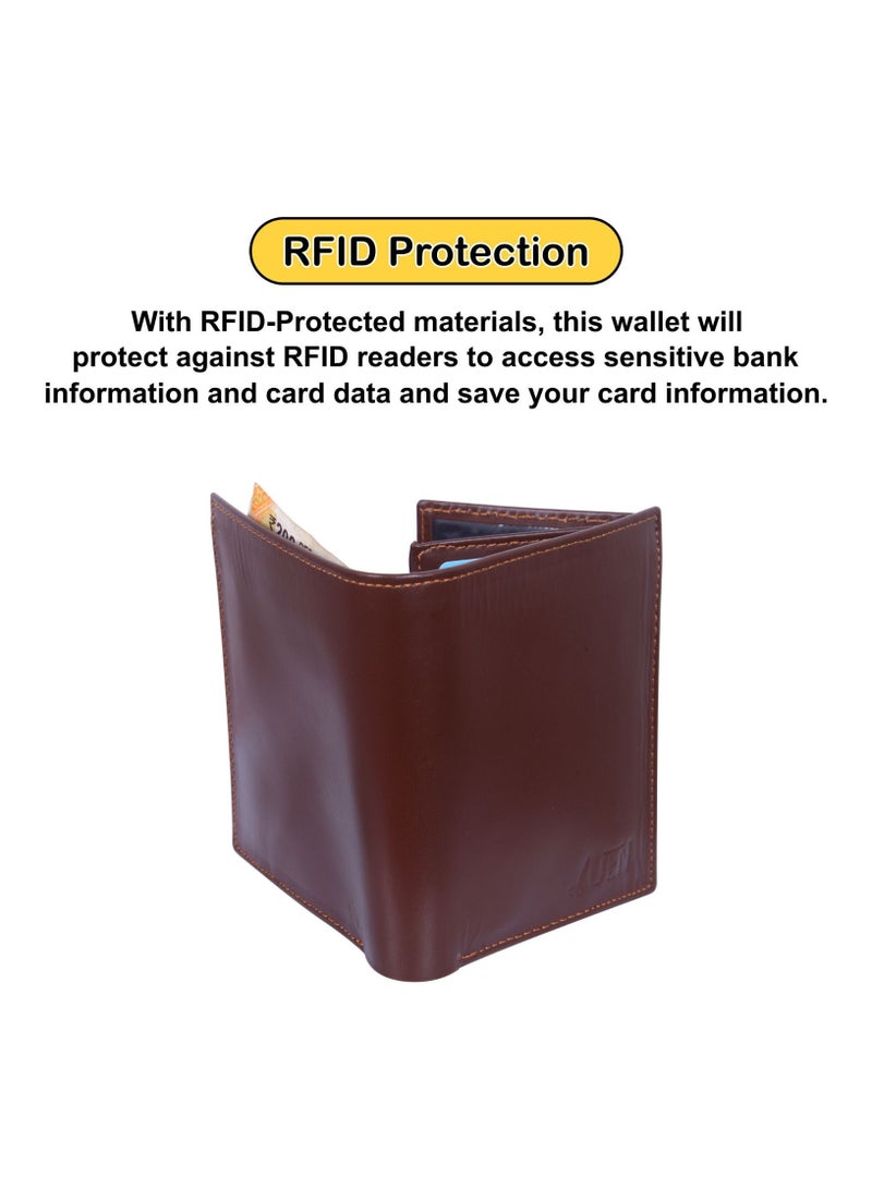 UEN Gift Hamper for Men – Genuine Leather Wallet with Keychain | RFID Protected | Classic Bifold Purse | Stylish Gift Set for Him | Premium Quality Leather Wallet Combo  - Image 5