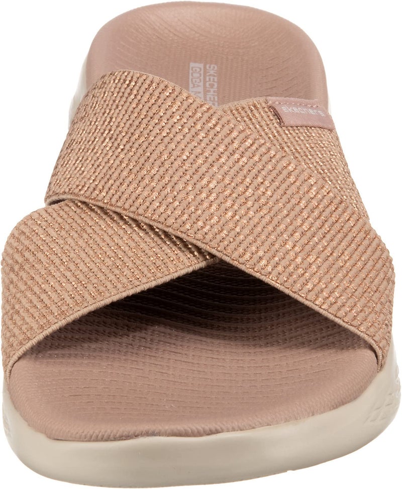 Skechers Women's On-the-GO 600 - Glistening Metallic Mesh Slide Sandals, Rosegold, 10 - Image 4