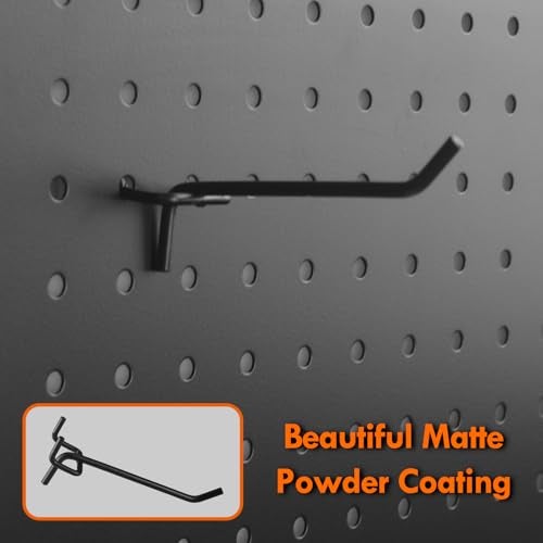 G.CORE Pegboard Hooks Accessories - 30pcs 4inch Metal Peg Board Tool Hangers, Fits 1/8 1/4 Pegs Slots, Pegboard Wall Organizer Shelving Racks, Hanging Display Storage Holders for Garage Craft (Black) - Image 5