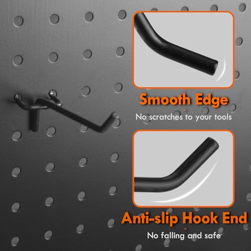 G.CORE Pegboard Hooks Accessories - 30pcs 4inch Metal Peg Board Tool Hangers, Fits 1/8 1/4 Pegs Slots, Pegboard Wall Organizer Shelving Racks, Hanging Display Storage Holders for Garage Craft (Black) - Image 4