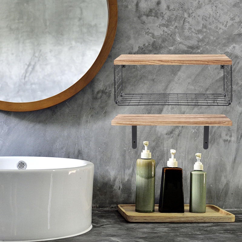 Light Brown Paulownia Wood Floating Wall Shelves Multi Layer Storage Rack for Living Room Bathroom Bedroom - Image 3