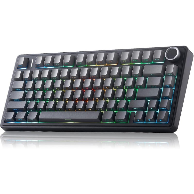 HRTHRx Aula F75 Pro Wireless Gaming Keyboard, 75 Gasket Hot Swappable Custom Keyboard with Knob, RGB Backlit, Souding Reaper Switches Side Printed PBT Keycaps BT5.0/2.4GHz/USB-C KeyboardsMYHUM - Image 1