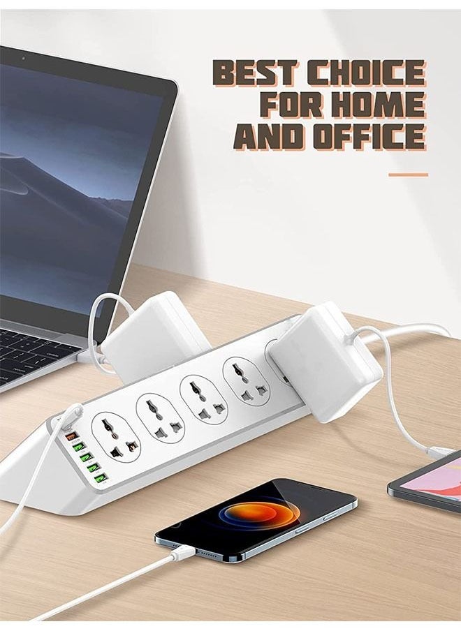 Arabest Socket Extension, 10-Socket Power Strip, Multifunctional Fast Charging Port, 2-Meter Power Cord  - Image 3