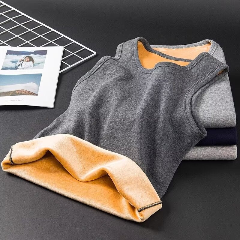 Winter Base Warm Vest Men'S Fleece-Lined Thickened Slim-Fit Inner Vest Gold Fleece Cold-Proof Underwear Student'S Waistcoat - Image 4