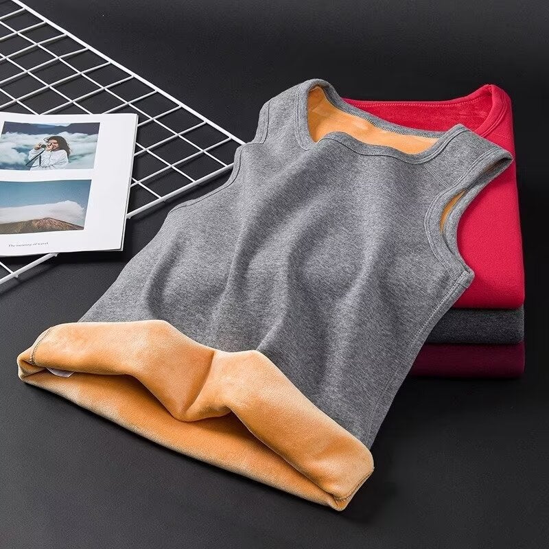 Winter Base Warm Vest Men'S Fleece-Lined Thickened Slim-Fit Inner Vest Gold Fleece Cold-Proof Underwear Student'S Waistcoat - Image 2
