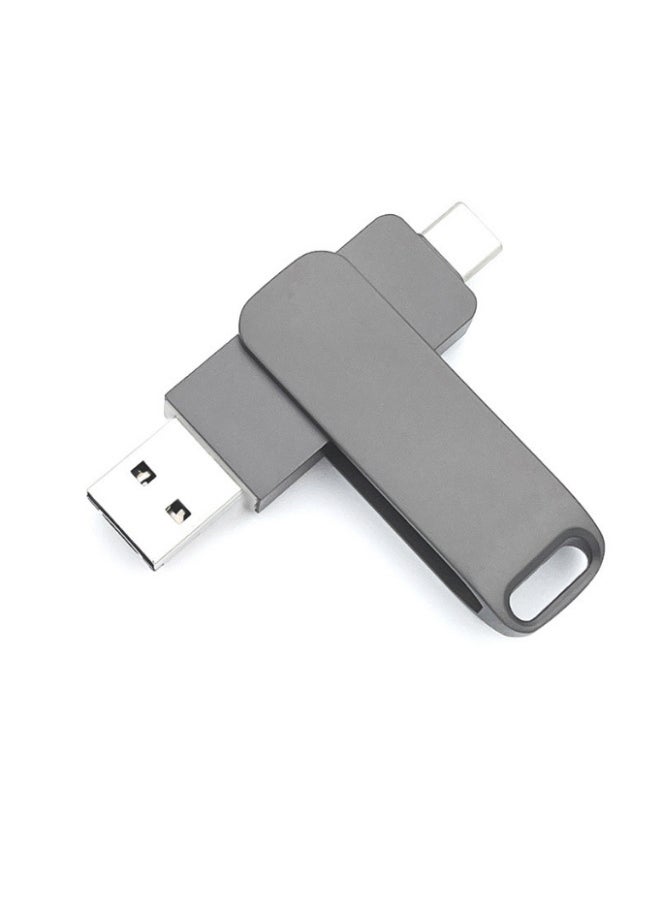 Generic Type-c Mobile Computer USB Flash Disk High-speed Two-in-one Dual-use 256g Large Capacity Metal Lettering Solid State USB Flash Disk-Color:White-Capacity:32GB  - Image 2