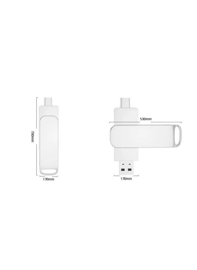 Generic Type-c Mobile Computer USB Flash Disk High-speed Two-in-one Dual-use 256g Large Capacity Metal Lettering Solid State USB Flash Disk-Color:White-Capacity:32GB  - Image 5
