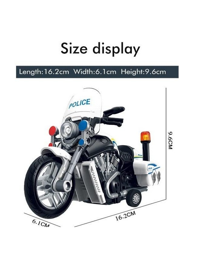 Alokik Enterprise Police Motorcycle Toy - Pull Back Motorcycle Toys, Tiny Gift with Music Lighting, Latte Motorcycles Toy for Kids Boys Age 3-8 Year Old (White) - Image 3