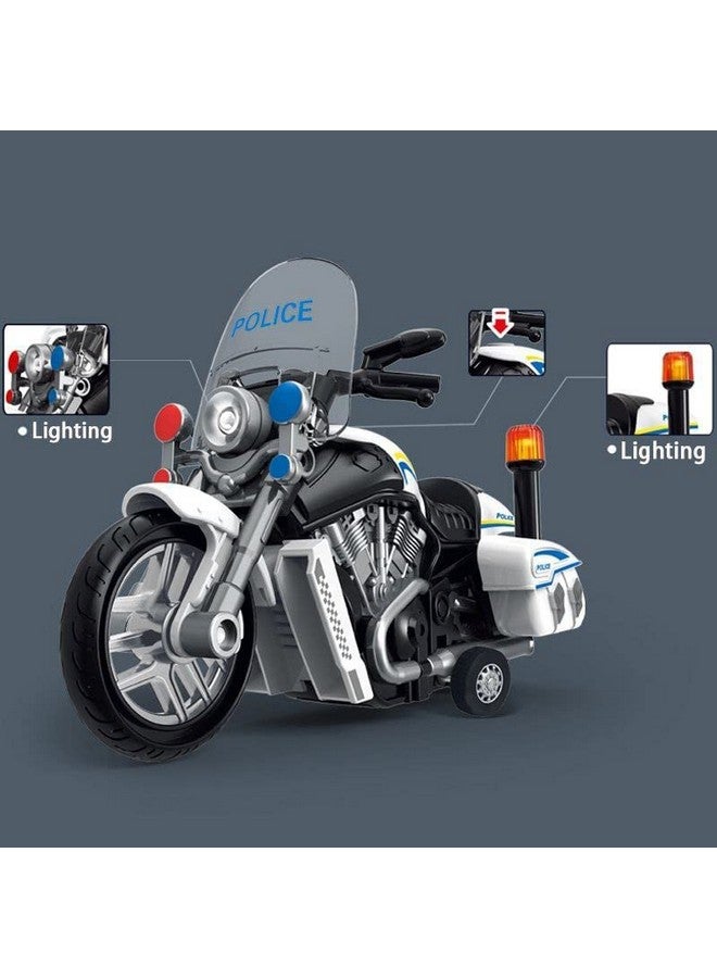Alokik Enterprise Police Motorcycle Toy - Pull Back Motorcycle Toys, Tiny Gift with Music Lighting, Latte Motorcycles Toy for Kids Boys Age 3-8 Year Old (White) - Image 4