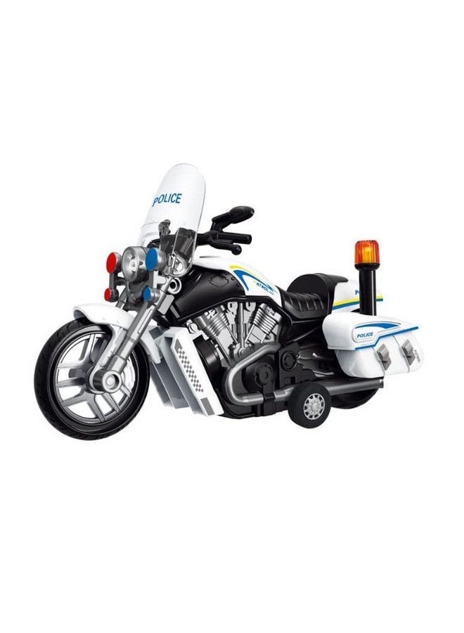 Alokik Enterprise Police Motorcycle Toy - Pull Back Motorcycle Toys, Tiny Gift with Music Lighting, Latte Motorcycles Toy for Kids Boys Age 3-8 Year Old (White) - Image 1
