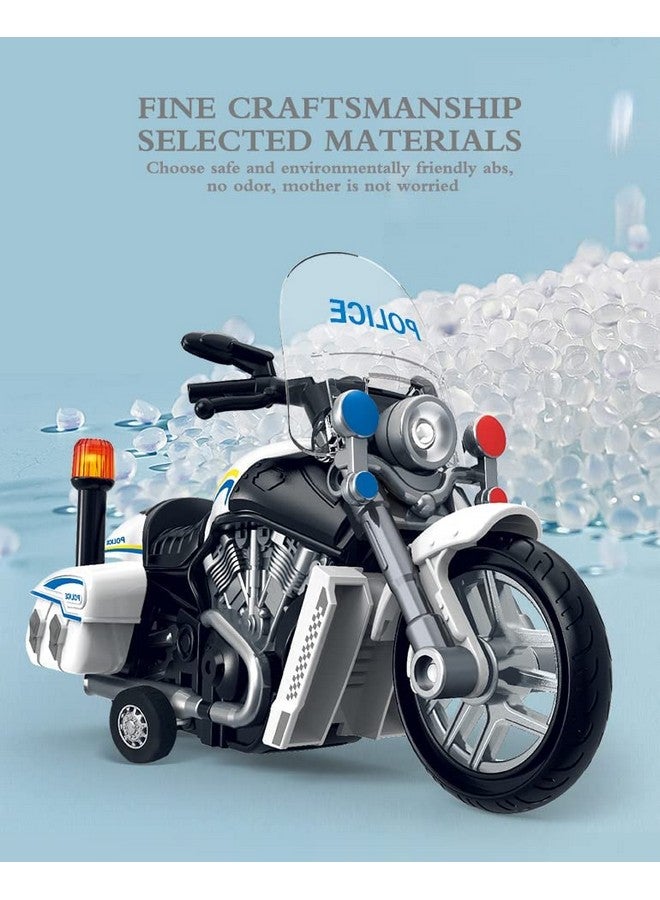 Alokik Enterprise Police Motorcycle Toy - Pull Back Motorcycle Toys, Tiny Gift with Music Lighting, Latte Motorcycles Toy for Kids Boys Age 3-8 Year Old (White) - Image 5