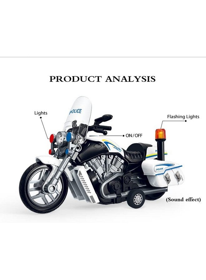 Alokik Enterprise Police Motorcycle Toy - Pull Back Motorcycle Toys, Tiny Gift with Music Lighting, Latte Motorcycles Toy for Kids Boys Age 3-8 Year Old (White) - Image 2