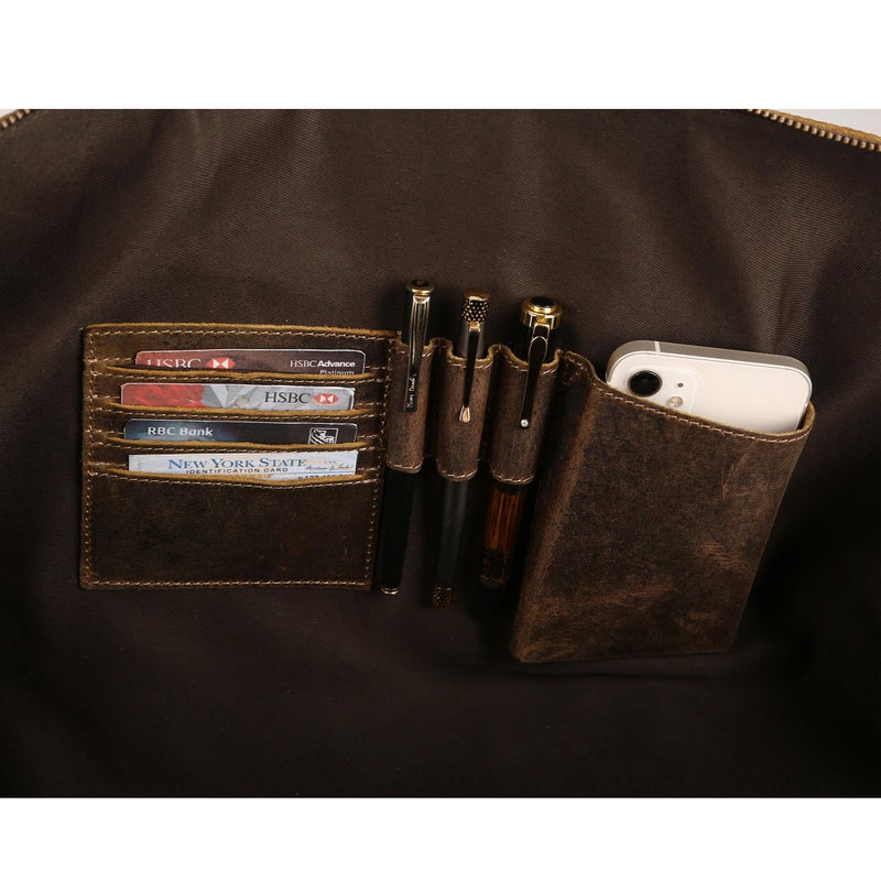 KomalC حقائب دفل جلدية للسفر للرجال والنساء من كومال سي جلد كامل الحبة حقائب جلدية لليلة واحدة وعطلة نهاية الأسبوع رياضية وصالة رياضية. (جلد بافالو المتشقق تان) - Image 3