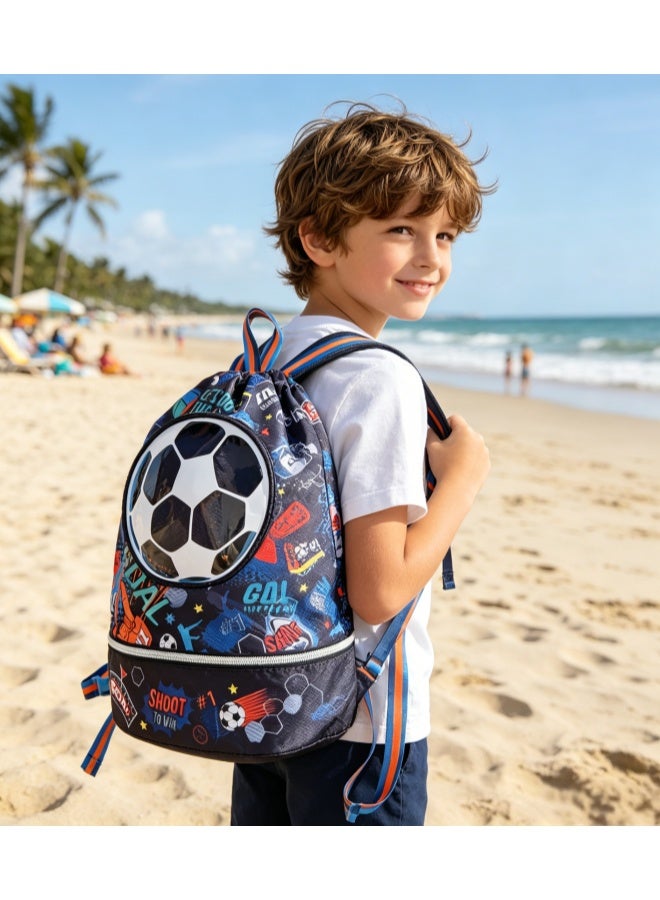 Five dream house Kids Swim Bag Double Waterproof Swimming Backpack for Kids Boys Swim Bag with Wet Dry Separation and Independent Shoe Compartment 25.5×13×41cm - Image 4
