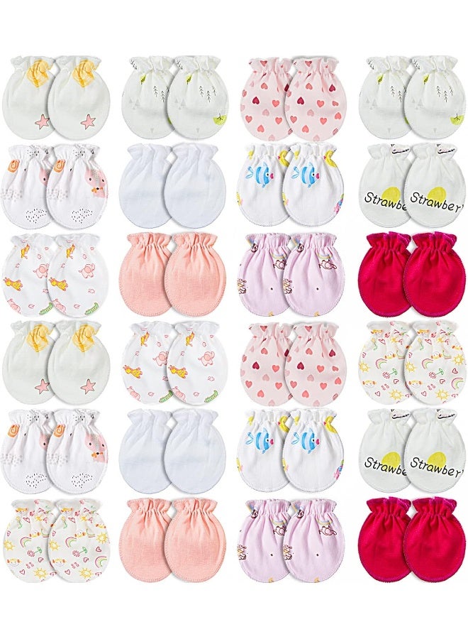 Geyoga Geyoga Newborn Baby Mittens No Scratch Mittens Soft Elastic Infant Baby Gloves for 0-6 Months(Cute Style,24 Pairs)  - Image 1