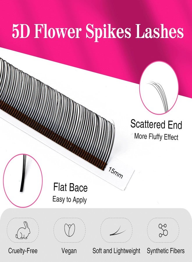 TDANCE Lash Spikes Matte Black 5D Spikes Lash Extensions Natural Look 5D Flower Eyelash Extensions for Professional Use Spikes Lashes (5D-Flower,C-0.07,8-15mm) - Image 3