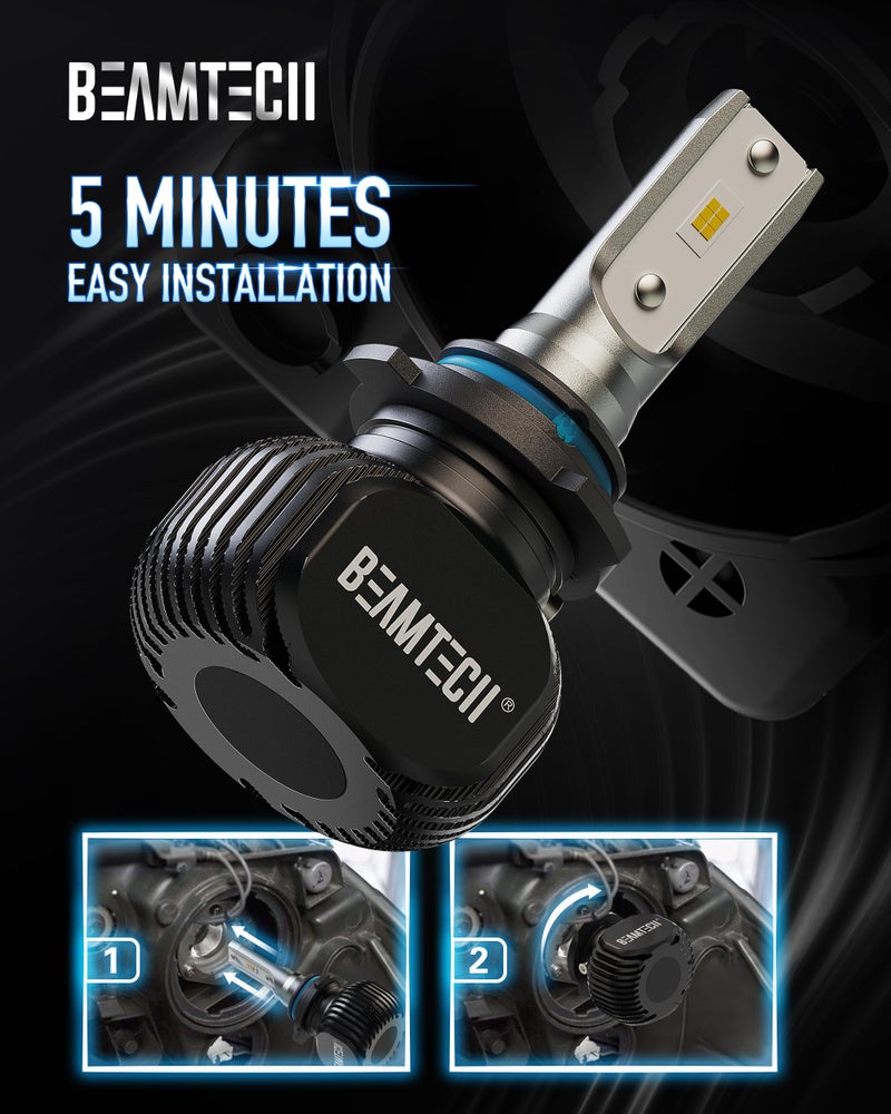BEAMTECH 9006 Bulbs, S1 Series HB-4 Fog lights, 300% Brighter 6500K White, 2 Bulbs - Image 4