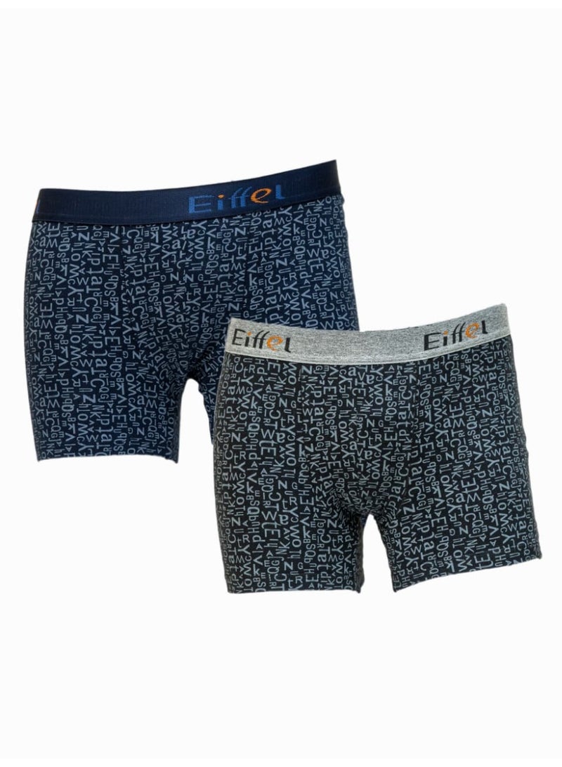 Eiffel Men’s Printed Boxer Shorts Made from Premium Syrian Cotton – All-Day Comfort and Lasting Style, 2 pieces - Image 1