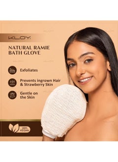KLOY KLOY Natural Ramie Bath Glove Scrubber Exfoliator for High Lather Cleansing (Pack of 1)  - Image 2