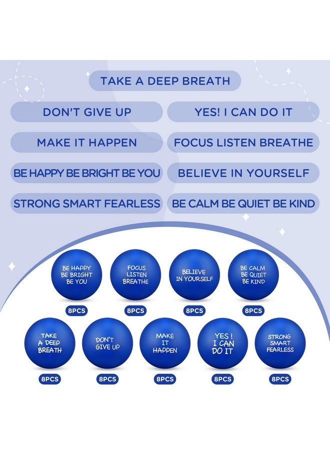 Shappy 72 Pcs Inspirational Stress Relief Balls Motivational Stress Ball Encouraging Pu Bulk Stress Ball For Adults Small Therapy Stress Relief Toys For Valentines Gifts Fidget Anxiety Anger(Blue) - Image 3