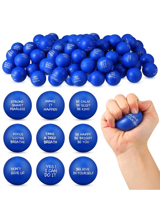 Shappy 72 Pcs Inspirational Stress Relief Balls Motivational Stress Ball Encouraging Pu Bulk Stress Ball For Adults Small Therapy Stress Relief Toys For Valentines Gifts Fidget Anxiety Anger(Blue) - Image 1