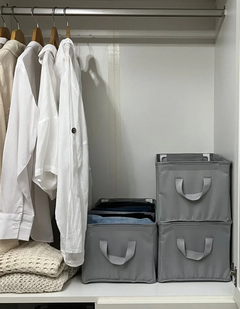 Seryat 4 Pieces Closet Organizer Shelf Organizer Storage Foldable Clothes Organizer 45X25X20