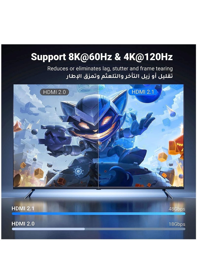 Captaintech HDMI Cable 8K HDMI 2.1 Cord Ultra High Speed 48Gbps 8K@60Hz HDMI Braided Cord Dynamic HDR Dolby Vision eARC Compatible with MacBook Pro 2021 Switch PS5 PS4 Xbox Roku UHD TV Blu-ray Projector 1M black - Image 4