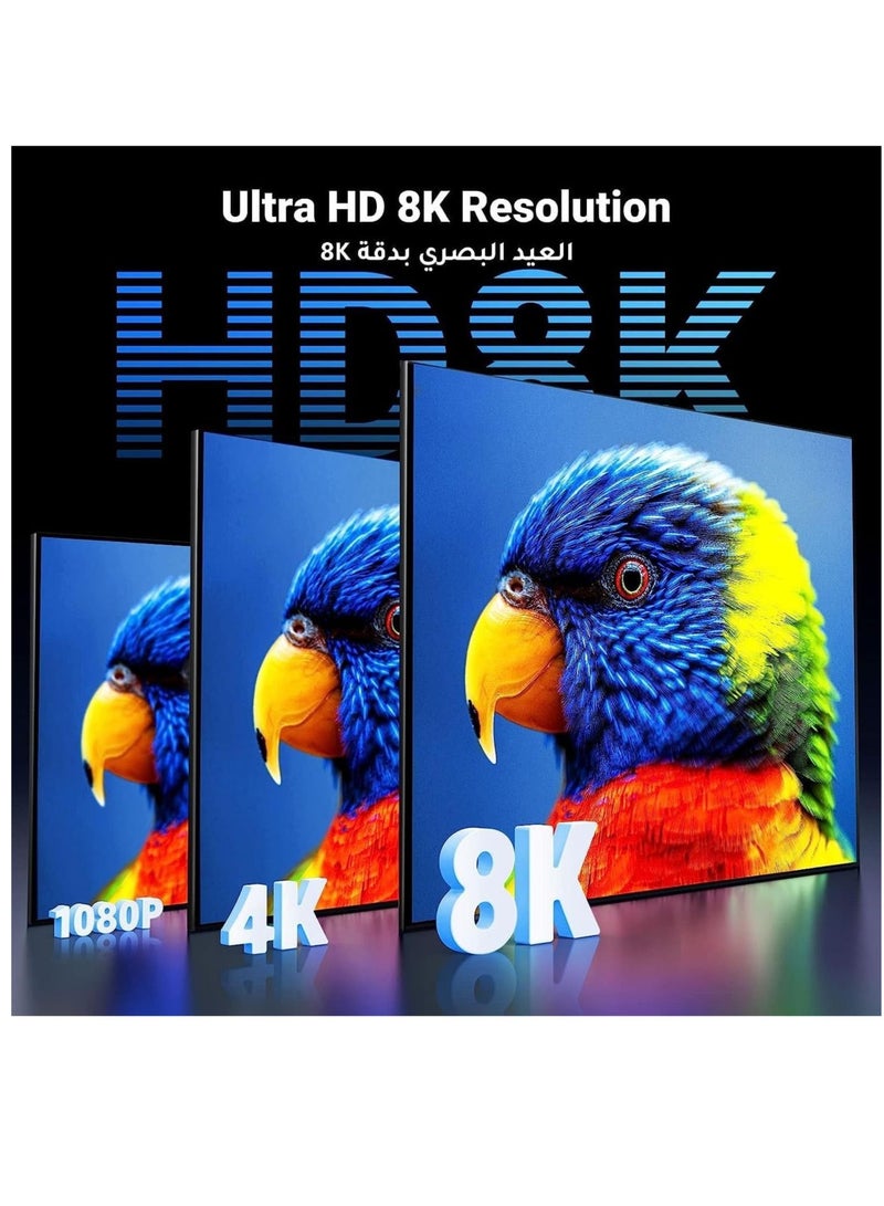 Captaintech HDMI Cable 8K HDMI 2.1 Cord Ultra High Speed 48Gbps 8K@60Hz HDMI Braided Cord Dynamic HDR Dolby Vision eARC Compatible with MacBook Pro 2021 Switch PS5 PS4 Xbox Roku UHD TV Blu-ray Projector 1M black - Image 3