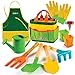 Play22 Kids Gardening Tool Set 12 PCS Kids Gardening Tools Shovel Rake Fork Trowel Apron Gloves Watering Can and Tote Bag Toddler Gardening Tools for Kids Best Outdoor Toys Gift for Boys and Girls - Image 3