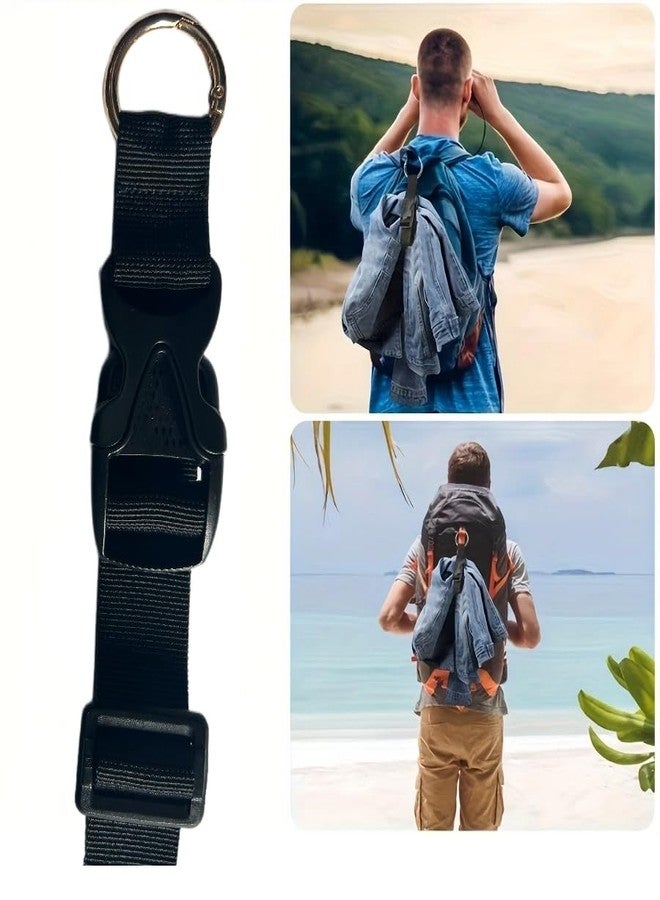 BASRI Travel Luggage Hooks, Belt with Lock Buckle and O Ring Carabiner Clip for Suitcases, Luggage, and Trolley Bags, Backpack, Travelling Strap (Black, 1 INCH) - Image 3