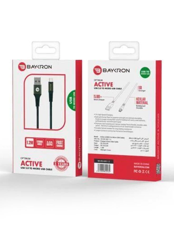 بايكرون شحن ومزامنة USB-A إلى Micro-USB ممتاز مع طبقة خارجية من ألياف الأراميد فائقة المتانة والمضادة للرصاص بطول 1.2 متر أسود - Image 5