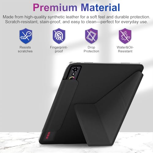 Oshmirian Case for Nubia REDMAGIC Astra Gaming/Pad 3 Pro Tablet 9.06 Inch – Magnetic Detachable Protective Cover with Dual-Side Clasp, Y-Fold Stand, Pencil Holder, Heat Dissipation Design(Black) - Image 2