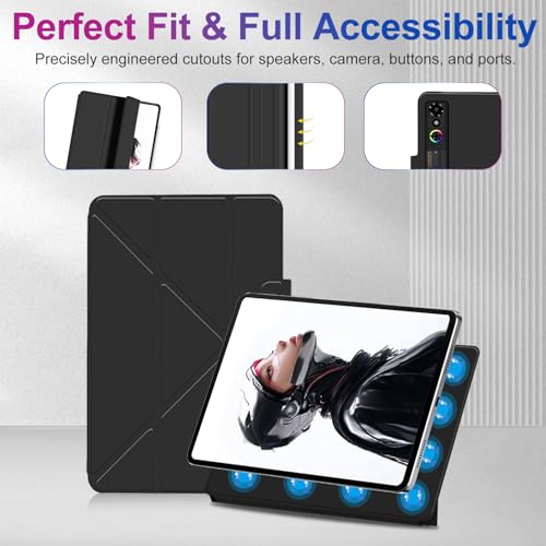 Oshmirian Case for Nubia REDMAGIC Astra Gaming/Pad 3 Pro Tablet 9.06 Inch – Magnetic Detachable Protective Cover with Dual-Side Clasp, Y-Fold Stand, Pencil Holder, Heat Dissipation Design(Black) - Image 3