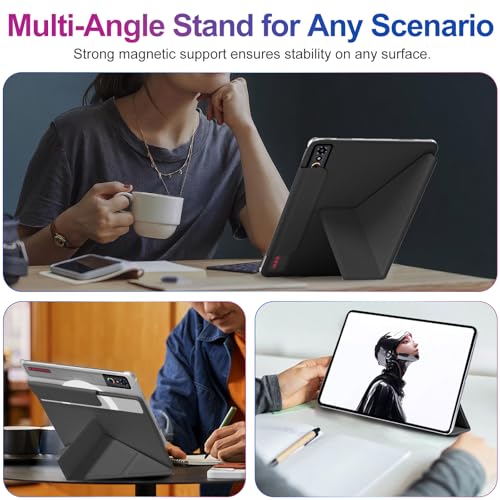 Oshmirian Case for Nubia REDMAGIC Astra Gaming/Pad 3 Pro Tablet 9.06 Inch – Magnetic Detachable Protective Cover with Dual-Side Clasp, Y-Fold Stand, Pencil Holder, Heat Dissipation Design(Black) - Image 4