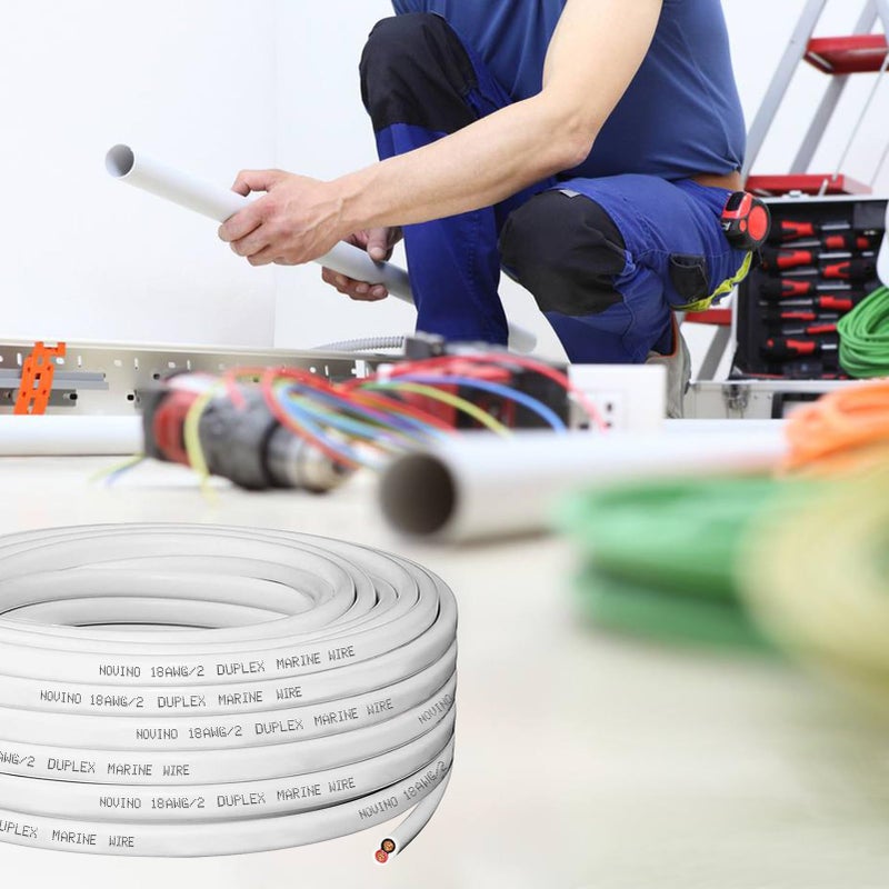 NOVINO 18 Gauge Marine Wire,18 AWG 100ft Duplex Marine Grade Wire,Tinned Copper Heavy Duty Sheathed Cable for Boat/Automotive/RV/Camper/Trailer - Image 5