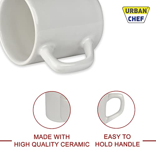 URBAN CHEF Droite Ceramic Handcrafted Shine Matte White Cup- Microwave Safe Tea/Milk with Handle Ideal Best for Self Use Or Gift for Friends,Birthday (Set of 4,100 ML Each) Ceramic Cup - Image 3