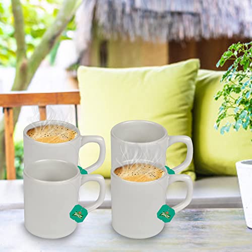 URBAN CHEF Droite Ceramic Handcrafted Shine Matte White Cup- Microwave Safe Tea/Milk with Handle Ideal Best for Self Use Or Gift for Friends,Birthday (Set of 4,100 ML Each) Ceramic Cup - Image 1