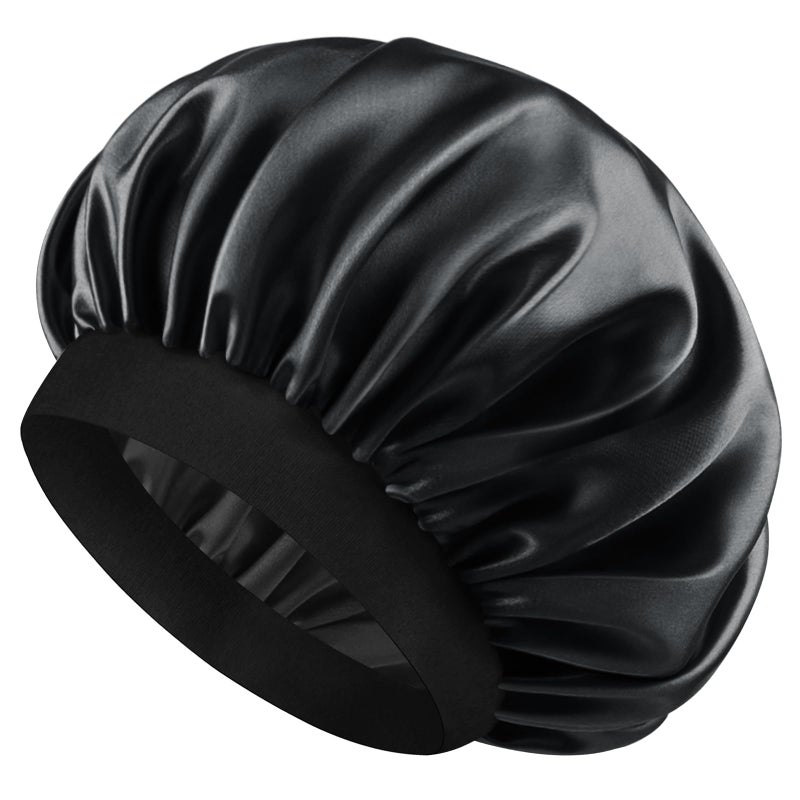 Leuceiy Satin Silk Bonnet for Men & Women, Double Layer Silk Sleep Bonnets, Soft Satin Lined Bonnet for Curly & Natural Hair - Image 1