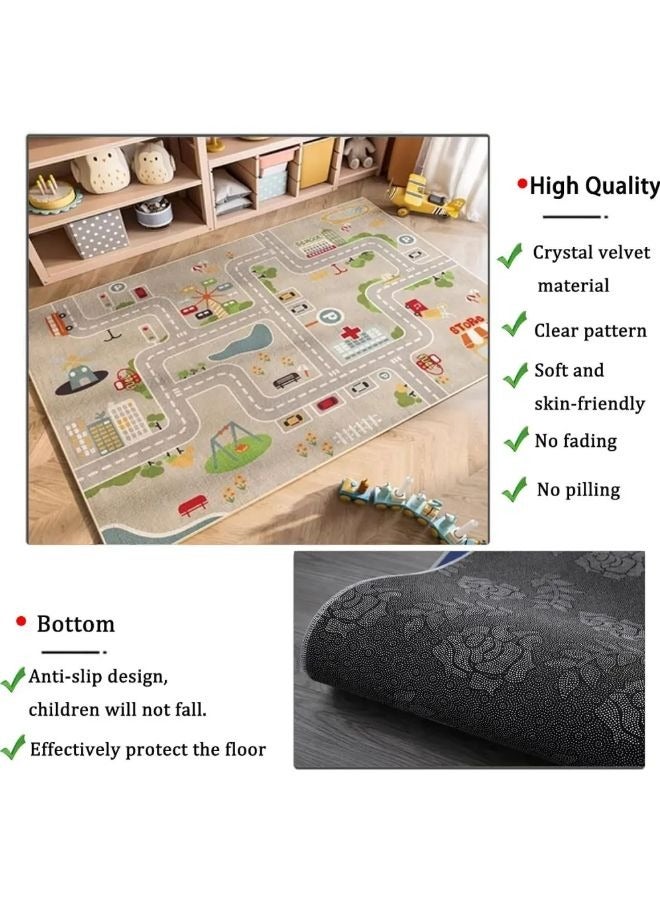 فيكسبلورن سجادة ألعاب للأطفال حديثي الولادة، سجاد سيارات للأطفال، سجاد أرضي مانع للانزلاق للأطفال، سجاد ألعاب تعليمي للأطفال لغرفة اللعب وغرفة النوم، سجادة تعليمية ممتعة للأطفال  120*160 سم - Image 2