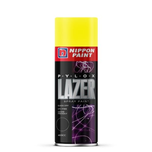 Nippon Paint Pylox Spray Paint (400ML, Lemon Yellow)-Quick Drying & Low Odor Aerosol Paint for Wood, Metal, Plastic, Glass-Multipurpose DIY Paint for Art n Craft, Furniture, Home Décor, Automotive - Image 1