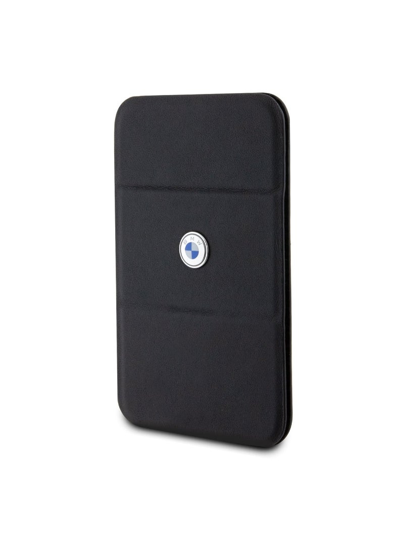 بي إم دبليو محفظة جلدية مزودة بفتحات للبطاقات من ماج سيف / جاذبية مغناطيسية / فتحتان للبطاقات / وظيفة الحامل / تصميم نحيف وأنيق - أسود - Image 2