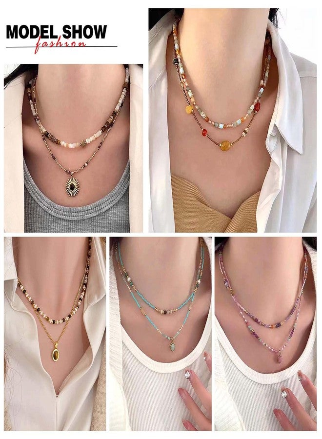 سمر لوف قلادة "حب الصيف" الرقيقة المصنوعة يدويًا والمزينة بالخرز، قلادة ساحرة من الكريستال العلاجي للنساء، هدايا للأمهات، هدايا عيد الأم، قلادة ذهبية للنساء (#8) - Image 4